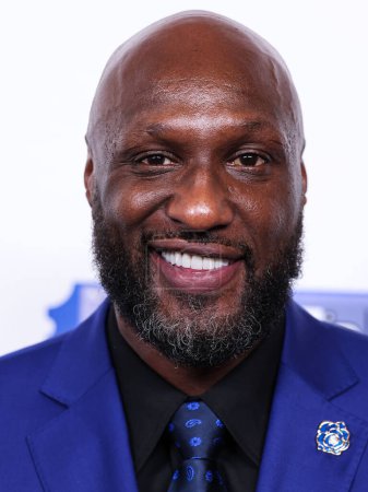 Photo for American former professional basketball player Lamar Odom arrives at the 23rd Annual Harold And Carole Pump Foundation Gala held at The Beverly Hilton Hotel on August 18, 2023 in Beverly Hills, Los Angeles, California, United States. - Royalty Free Image
