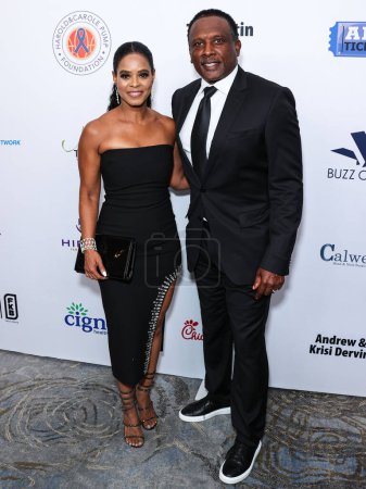 Photo for Sherice Weaver and Tim Brown arrive at the 23rd Annual Harold And Carole Pump Foundation Gala held at The Beverly Hilton Hotel on August 18, 2023 in Beverly Hills, Los Angeles, California, United States. - Royalty Free Image