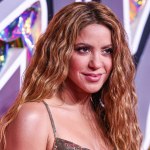 Shakira wearing Versace with Piferi heels arrives at the 2023 MTV Video Music Awards held at the Prudential Center on September 12, 2023 in Newark, New Jersey, United States.