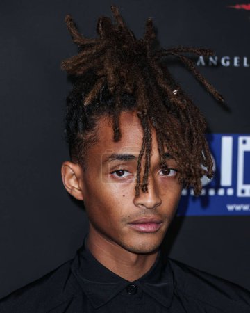 Photo for American rapper and actor Jaden Smith arrives at the 23rd Annual Screamfest Horror Film Festival - Opening Night - Los Angeles Premiere Of Sumerian Films 'Divinity' held at the TCL Chinese Theatre IMAX on October 10, 2023 in Hollywood, Los Angeles - Royalty Free Image