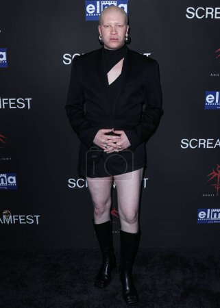 Photo for American model and musician Shaun Ross arrives at the 23rd Annual Screamfest Horror Film Festival - Opening Night - Los Angeles Premiere Of Sumerian Films 'Divinity' held at the TCL Chinese Theatre IMAX on October 10, 2023 in Hollywood, Los Angeles - Royalty Free Image