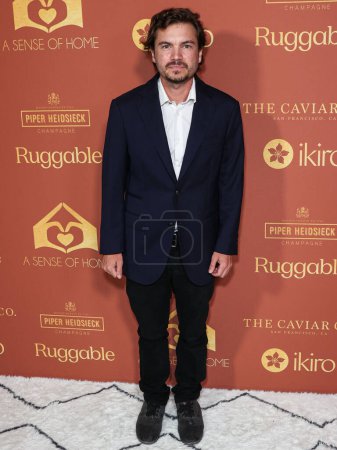 Photo for American actor Emile Hirsch arrives at the annual, A Sense of Home Gala 2023, to help prevent homelessness by creating first ever homes and a community for youth aging out of foster care held at the home of the honorable Nicole Avant and Ted Sarandos - Royalty Free Image