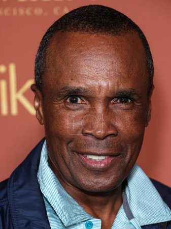 Photo for American former professional boxer, motivational speaker and occasional actor Sugar Ray Leonard arrives at the annual, A Sense of Home Gala 2023, to help prevent homelessness by creating first ever homes and a community for youth aging out - Royalty Free Image