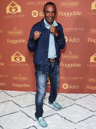 Photo for American former professional boxer, motivational speaker and occasional actor Sugar Ray Leonard arrives at the annual, A Sense of Home Gala 2023, to help prevent homelessness by creating first ever homes and a community for youth aging out - Royalty Free Image
