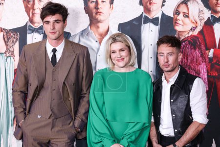Photo for Jacob Elordi, Emerald Fennell and Barry Keoghan arrive at the Los Angeles Premiere Of Amazon MGM Studios' 'Saltburn' held at The Theatre at Ace Hotel on November 14, 2023 in Los Angeles, California, United States. - Royalty Free Image