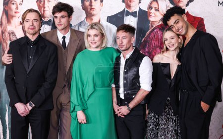 Photo for Paul Rhys, Jacob Elordi, Emerald Fennell, Barry Keoghan, Carey Mulligan and Archie Madekwe arrive at the Los Angeles Premiere Of Amazon MGM Studios' 'Saltburn' held at The Theatre at Ace Hotel on November 14, 2023 in Los Angeles, California - Royalty Free Image