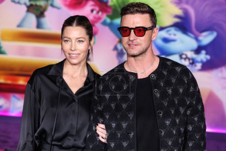 Photo for Jessica Biel and Justin Timberlake arrive at the Los Angeles Special Screening Of DreamWorks Animation And Universal Pictures' 'Trolls Band Together' held at TCL Chinese Theatre IMAX on November 15, 2023 in Hollywood, Los Angeles, California, USA - Royalty Free Image
