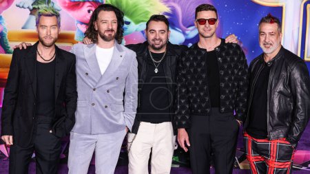 Photo for Lance Bass, JC Chasez, Chris Kirkpatrick, Justin Timberlake, Joey Fatone of *NSYNC arrive at Screening Of DreamWorks Animation And Universal Pictures 'Trolls Band Together' at TCL Chinese Theatre IMAX on November 15 in Hollywood, LA, California, USA - Royalty Free Image