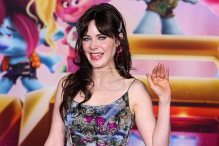Photo for American actress Zooey Deschanel arrives at the Los Angeles Special Screening Of DreamWorks Animation And Universal Pictures' 'Trolls Band Together' held at TCL Chinese Theatre IMAX on November 15, 2023 in Hollywood, Los Angeles, California, USA - Royalty Free Image