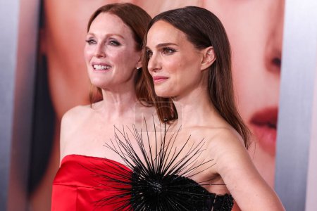Photo for Julianne Moore and Natalie Portman arrive at the Los Angeles Premiere Of Netflix's 'May December' held at the Academy Museum of Motion Pictures on November 16, 2023 in Los Angeles, California, United States. - Royalty Free Image