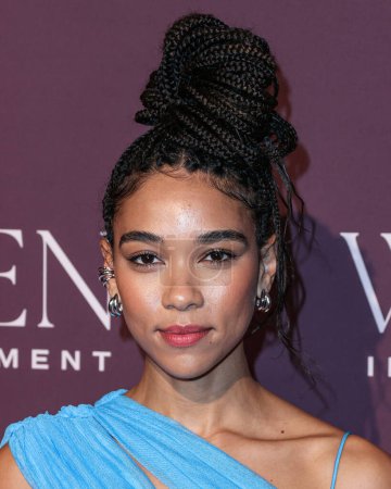 Photo for American actress and singer Alexandra Shipp wearing Christopher Esber arrives at The Hollywood Reporter's Women In Entertainment Gala 2023 presented by Lifetime held at The Beverly Hills Hotel on December 7, 2023 in Beverly Hills, Los Angeles, USA - Royalty Free Image