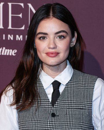 Photo for American actress and singer Lucy Hale arrives at The Hollywood Reporter's Women In Entertainment Gala 2023 presented by Lifetime held at The Beverly Hills Hotel on December 7, 2023 in Beverly Hills, Los Angeles, California, United States. - Royalty Free Image