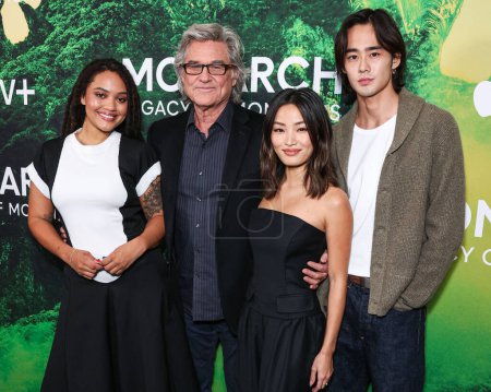 Photo for Kiersey Clemons, Kurt Russell, Anna Sawai and Ren Watabe arrive at the Los Angeles Photo Call Of Apple TV+'s 'Monarch: Legacy Of Monsters' Season 1 held at The London West Hollywood at Beverly Hills on December 8, 2023 in West Hollywood, Los Angeles - Royalty Free Image