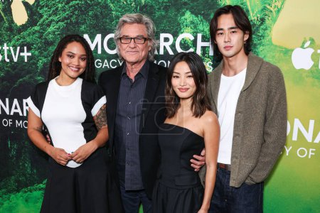 Photo for Kiersey Clemons, Kurt Russell, Anna Sawai and Ren Watabe arrive at the Los Angeles Photo Call Of Apple TV+'s 'Monarch: Legacy Of Monsters' Season 1 held at The London West Hollywood at Beverly Hills on December 8, 2023 in West Hollywood, Los Angeles - Royalty Free Image