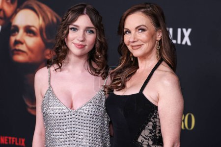 Photo for Alexa Swinton and mother Inna Swinton arrive at the Los Angeles Special Screening Of Netflix's 'Maestro' held at the Academy Museum of Motion Pictures on December 12, 2023 in Los Angeles, California, United States. - Royalty Free Image