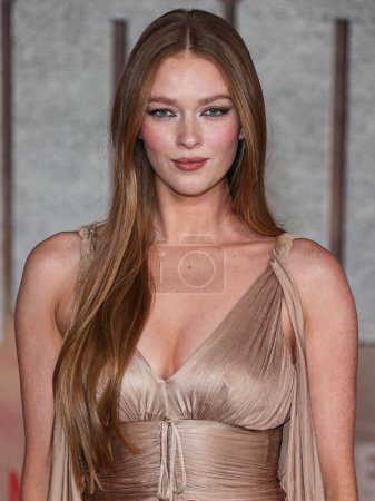 Photo for American actress, model and dancer Larsen Thompson arrives at the Los Angeles Premiere Of Netflix's 'Rebel Moon - Part One: A Child Of Fire' held at the TCL Chinese Theatre IMAX on December 13, 2023 in Hollywood, Los Angeles, California - Royalty Free Image