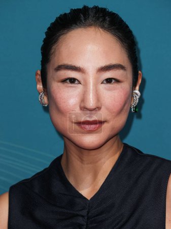 Photo for American actress Greta Lee arrives at the 21st Annual Unforgettable Gala Asian American Awards held at The Beverly Hilton Hotel on December 16, 2023 in Beverly Hills, Los Angeles, California, United States. - Royalty Free Image