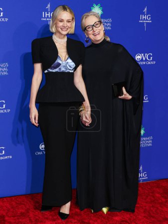 Photo for Carey Mulligan and Meryl Streep arrive at the 35th Annual Palm Springs International Film Festival Film Awards held at the Palm Springs Convention Center on January 4, 2024 in Palm Springs, Riverside County, California, United States. - Royalty Free Image