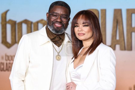 Photo for Lil Rel Howery (Dannella Lane) arrive at the Los Angeles Premiere Of Sony Pictures' 'The Book of Clarence' held at the David Geffen Theater at the Academy Museum of Motion Pictures on January 5, 2024 in Los Angeles, California, United States. - Royalty Free Image
