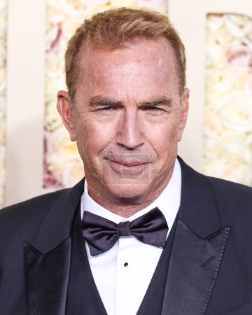 Photo for Kevin Costner wearing Dolce and Gabbana arrives at the 81st Annual Golden Globe Awards held at The Beverly Hilton Hotel on January 7, 2024 in Beverly Hills, Los Angeles, California, United States. - Royalty Free Image