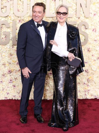 Photo for Kevin Huvane and Meryl Streep arrive at the 81st Annual Golden Globe Awards held at The Beverly Hilton Hotel on January 7, 2024 in Beverly Hills, Los Angeles, California, United States. - Royalty Free Image