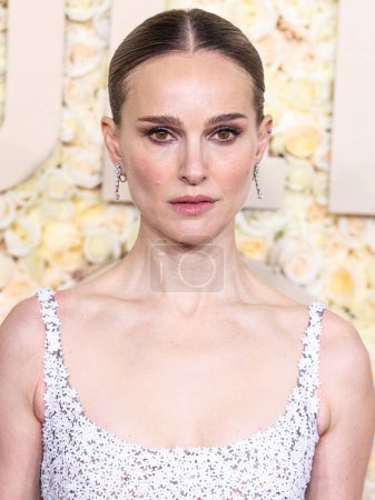 Photo for Natalie Portman wearing a Dior Haute Couture dress and De Beers jewelry arrives at the 81st Annual Golden Globe Awards held at The Beverly Hilton Hotel on January 7, 2024 in Beverly Hills, Los Angeles, California, United States. - Royalty Free Image