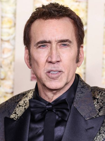Photo for Nicolas Cage arrives at the 81st Annual Golden Globe Awards held at The Beverly Hilton Hotel on January 7, 2024 in Beverly Hills, Los Angeles, California, United States. - Royalty Free Image