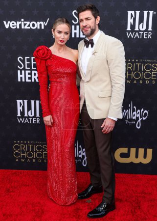 Photo for Emily Blunt and husband John Krasinski arrive at the 29th Annual Critics' Choice Awards held at The Barker Hangar on January 14, 2024 in Santa Monica, Los Angeles, California, United States - Royalty Free Image