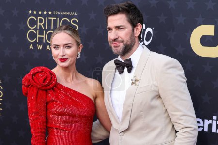 Photo for Emily Blunt and husband John Krasinski arrive at the 29th Annual Critics' Choice Awards held at The Barker Hangar on January 14, 2024 in Santa Monica, Los Angeles, California, United States - Royalty Free Image