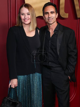 Photo for Shannon Carbonell and Nestor Carbonell arrive at Apple TV+'s 75th Annual Primetime Emmy Awards Party held at Mother Wolf on January 15, 2024 in Hollywood, Los Angeles, California, United States. - Royalty Free Image