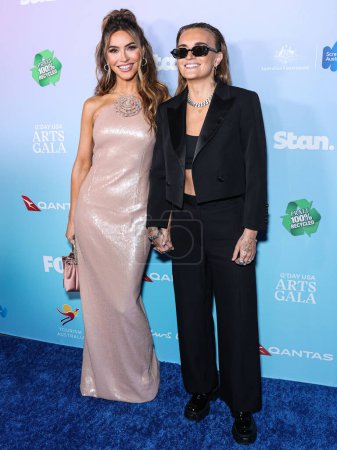 Photo for Chrishell Stause and wife G Flip arrive at the 21st Annual G'Day USA (American Australian Association) Arts Gala 2024 held at the Skirball Cultural Center on February 1, 2024 in Los Angeles, California, United States. - Royalty Free Image