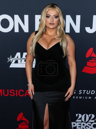 Photo for Bebe Rexha arrives at the 2024 MusiCares Person of the Year Honoring Jon Bon Jovi held at the Los Angeles Convention Center on February 2, 2024 in Los Angeles, California, United States. - Royalty Free Image