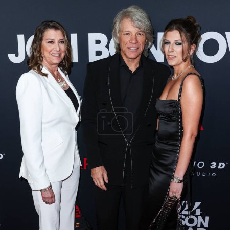 Photo for Dorothea Hurley, Jon Bon Jovi and Stephanie Rose Bongiovi arrive at the 2024 MusiCares Person of the Year Honoring Jon Bon Jovi held at the Los Angeles Convention Center on February 2, 2024 in Los Angeles, California, United States. - Royalty Free Image