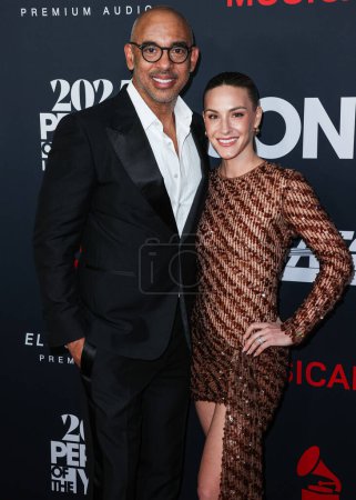Photo for Harvey Mason Jr. and Britt Mason arrive at the 2024 MusiCares Person of the Year Honoring Jon Bon Jovi held at the Los Angeles Convention Center on February 2, 2024 in Los Angeles, California, United States. - Royalty Free Image