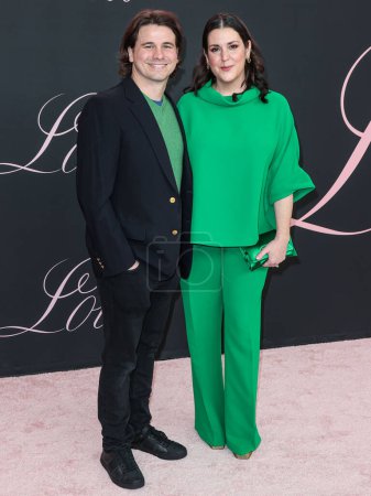 Photo for Jason Ritter and wife Melanie Lynskey arrive at the Los Angeles Premiere Of Vertical Entertainment's 'Lola' held at the Regency Bruin Theatre on February 3, 2024 in Westwood, Los Angeles, California, United States. - Royalty Free Image