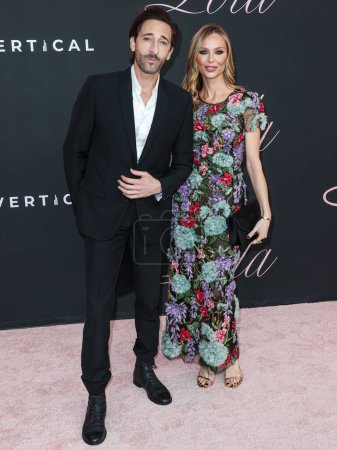 Photo for Adrien Brody and girlfriend Georgina Chapman arrive at the Los Angeles Premiere Of Vertical Entertainment's 'Lola' held at the Regency Bruin Theatre on February 3, 2024 in Westwood, Los Angeles, California, United States. - Royalty Free Image