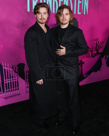 Photo for Cole Sprouse and brother Dylan Sprouse arrive at the Los Angeles Special Screening Of Focus Features 'Lisa Frankenstein' held at the Hollywood Athletic Club on February 5, 2024 in Hollywood, Los Angeles, California, United States. - Royalty Free Image