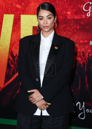 Photo for Lilly Singh arrives at the Los Angeles Premiere Of Paramount Pictures' 'Bob Marley: One Love' held at the Regency Village Theatre on February 6, 2024 in Westwood, Los Angeles, California, United States. - Royalty Free Image