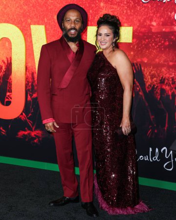 Photo for Ziggy Marley and wife Orly Marley arrive at the Los Angeles Premiere Of Paramount Pictures' 'Bob Marley: One Love' held at the Regency Village Theatre on February 6, 2024 in Westwood, Los Angeles, California, United States. - Royalty Free Image