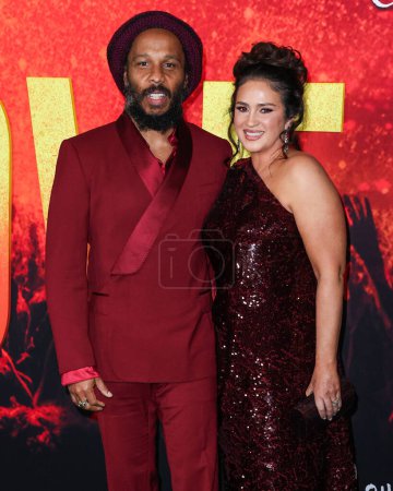 Photo for Ziggy Marley and wife Orly Marley arrive at the Los Angeles Premiere Of Paramount Pictures' 'Bob Marley: One Love' held at the Regency Village Theatre on February 6, 2024 in Westwood, Los Angeles, California, United States. - Royalty Free Image