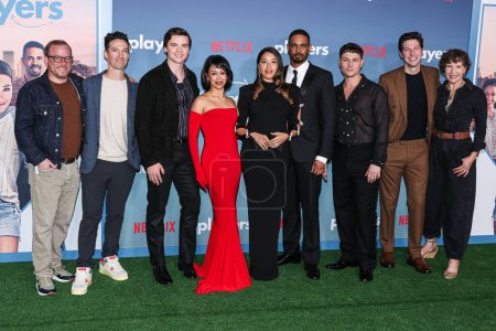 Photo for Ross M. Dinerstein, Peter Fried, Joel Courtney, Liza Koshy, Gina Rodriguez, Damon Wayans Jr., Augustus Prew, Ryan Christians and Trish Sie arrive at the Los Angeles Premiere Of Netflix's 'Players'  on February 8,Los Angeles - Royalty Free Image