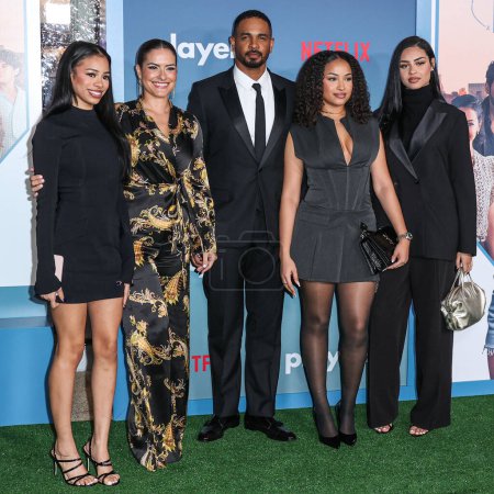 Photo for Aniya Wayans, Samara Saraiva, Damon Wayans Jr., Amara Wayans and Berlyn Wayans arrive at the Los Angeles Premiere Of Netflix's 'Players' held at The Egyptian Theatre Hollywood on February 8, 2024 in Hollywood, Los Angeles, California, United States. - Royalty Free Image