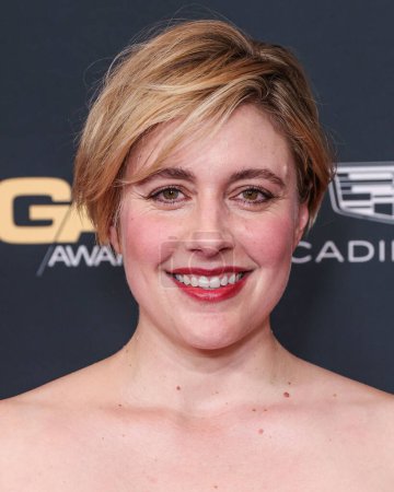 Photo for Greta Gerwig wearing Balmain arrives at the 76th Annual Directors Guild Of America (DGA) Awards held at The Beverly Hilton Hotel on February 10, 2024 in Beverly Hills, Los Angeles, California, United States. - Royalty Free Image