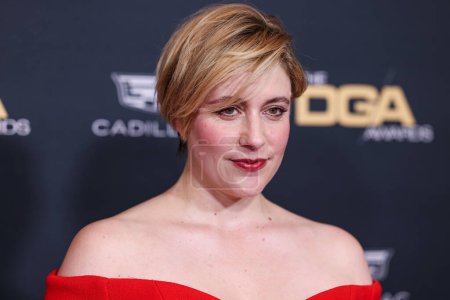 Photo for Greta Gerwig wearing Balmain arrives at the 76th Annual Directors Guild Of America (DGA) Awards held at The Beverly Hilton Hotel on February 10, 2024 in Beverly Hills, Los Angeles, California, United States. - Royalty Free Image