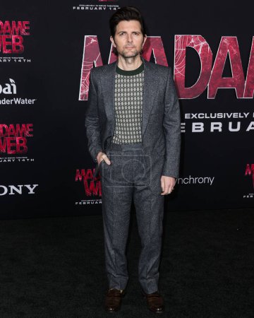 Photo for Adam Scott arrives at the World Premiere Of Columbia Pictures' 'Madame Web' held at the Regency Village Theatre on February 12, 2024 in Westwood, Los Angeles, California, United States. - Royalty Free Image