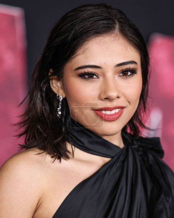 Photo for Xochitl Gomez arrives at the World Premiere Of Columbia Pictures' 'Madame Web' held at the Regency Village Theatre on February 12, 2024 in Westwood, Los Angeles, California, United States. - Royalty Free Image