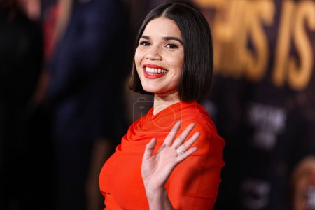 Photo for America Ferrera arrives at the Los Angeles Premiere Of Amazon MGM Studios' 'This Is Me...Now: A Love Story' held at the Dolby Theatre on February 13, 2024 in Hollywood, Los Angeles, California, United States. - Royalty Free Image