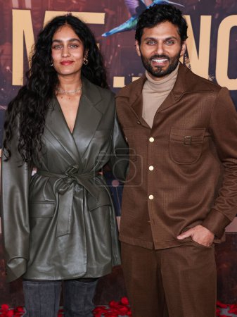 Photo for Radhi Devlukia-Shetty and husband Jay Shetty arrive at the Los Angeles Premiere Of Amazon MGM Studios' 'This Is Me...Now: A Love Story' held at the Dolby Theatre on February 13, 2024 in Hollywood, Los Angeles, California, United States. - Royalty Free Image