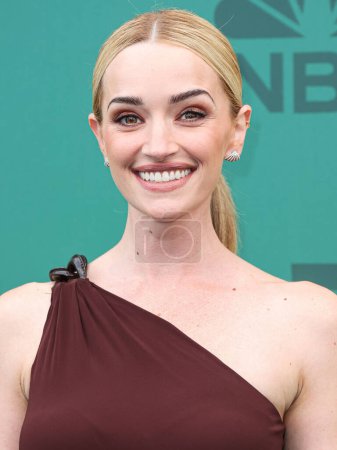 Photo for Brianne Howey wearing a Silvia Tcherassi dress arrives at the 49th Annual People's Choice Awards 2024 held at The Barker Hangar on February 18, 2024 in Santa Monica, Los Angeles, California, United States. - Royalty Free Image