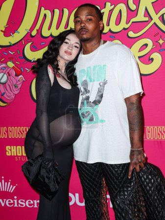 Photo for Bhad Bhabie (Danielle Peskowitz Bregoli) and boyfriend Le Vaughn arrive at the Los Angeles Premiere Of Shout! Studios, All Things Comedy and Utopia's 'Drugstore June' held at the TCL Chinese 6 Theaters on February 20, 2024 in Hollywood, Los Angeles - Royalty Free Image